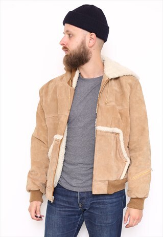 VINTAGE LEATHER HOODED WINDBREAKER JACKET