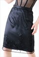 90S VINTAGE MESH OVERLAY SATIN MIDI SKIRT SMART EVENING