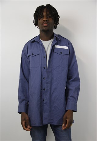 VINTAGE MILITARY STYLE BLUE SHIRT
