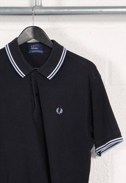 Vintage Fred Perry Polo Shirt Navy Short Sleeve Tee Large