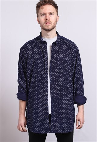 VINTAGE CORDUROY CORD SHIRT BLUE