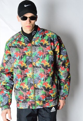 COLOURFUL TROPICAL SAFARI BOMBER JACKET