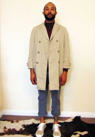 80S MINIMALIST LUXURY UNLINED DOUBLE BREASTED TRENCH SMALL