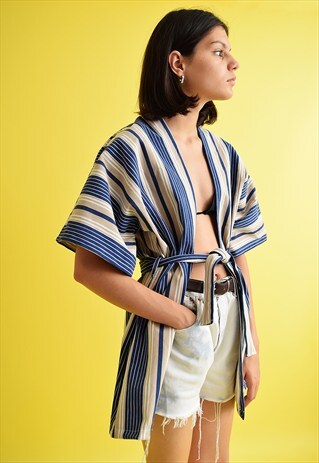 80'S RETRO NAUTICAL PRINT KIMONO JACKET