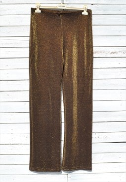 Vintage black/gold lurex knit jersey see through pants