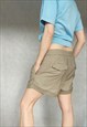 VINTAGE KHAKI SHORTS, LARGE WOMEN SHORTS, CUTOUT SHORTS