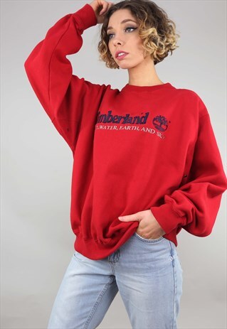 VINTAGE OVERSIZED RED TIMBERLAND SWEATER SWEATSHIRT