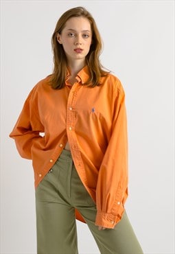 Ralph Lauren Orange Cotton Logo Man Large Shirt 7287