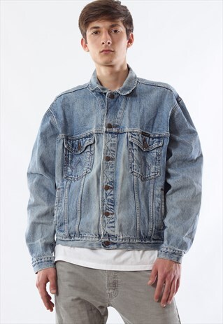 VINTAGE WRANGLER TRUCKER 90S BLUE DENIM JEANS