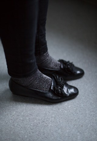VINTAGE 60'S BLACK BOW SHOES