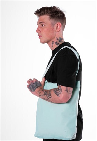 ESSENTIAL ORGANIC COTTON SHOULDER TOTE BAG - PASTEL SKY BLUE