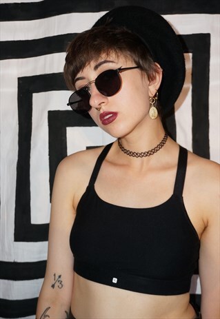 VINTAGE 90'S / Y2K BLACK ROUND SQUARE AVIATOR SUNGLASSES