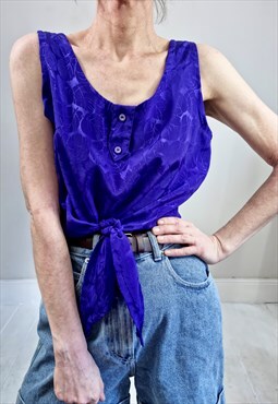 Vintage 80's Purple Tie Front Vest Top