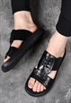 UTILITY SLIDERS EDGY FASHION CHUNKY SOLE GOTHIC SLIPPERS