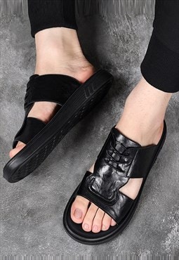 Utility sliders edgy fashion chunky sole Gothic slippers