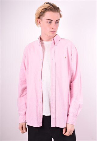 RALPH LAUREN MENS VINTAGE SHIRT XL PINK 90'S