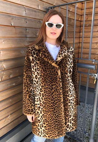 PREMIUM VINTAGE LEOPARD FAUX FUR COAT