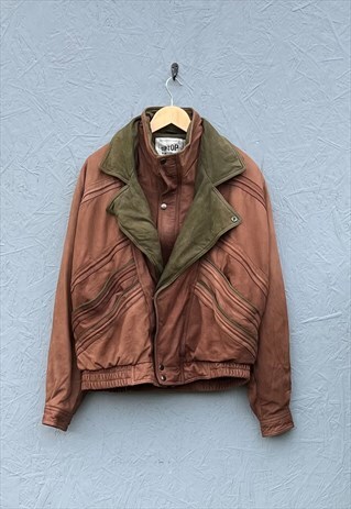 VINTAGE TIPTOP OF CALIFORNIA 80S BROWN LEATHER JACKET