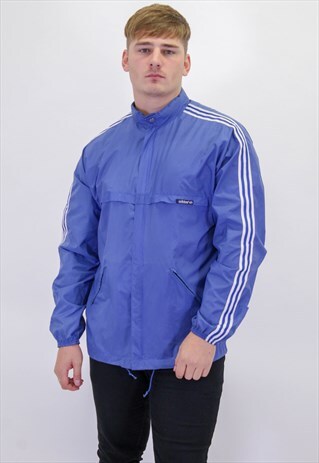VINTAGE ADIDAS WINDBREAKER JACKET IN BLUE