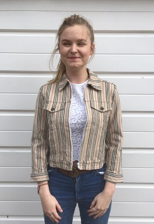 WOMENS BURBERRY JACKET DENIM NOVA CHECK NOVA STRIPE COAT