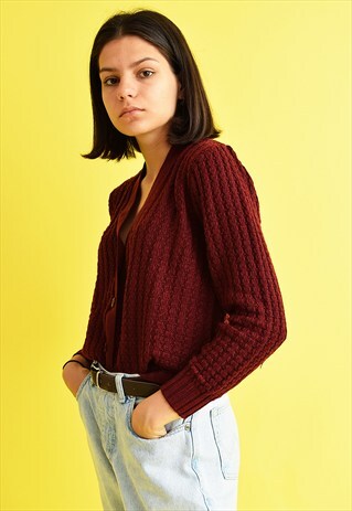 80'S MOD ABSTRACT OVERSIZED MOM'S KNITTED CARDIGAN TOP