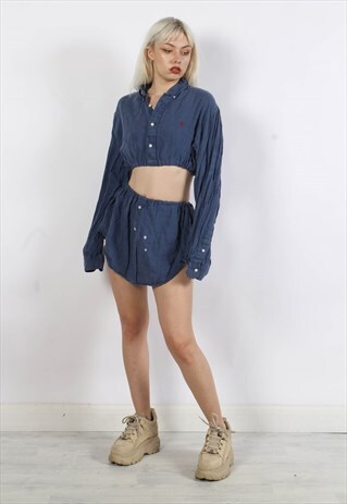 VINTAGE RALPH LAUREN REWORK CO ORD CROP SET TOP AND SKIRT