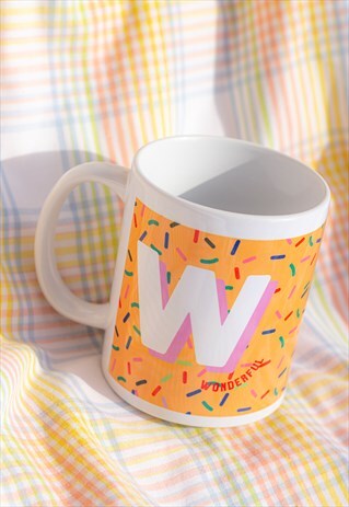 COLOURFUL ALPHABET LETTER W MUG