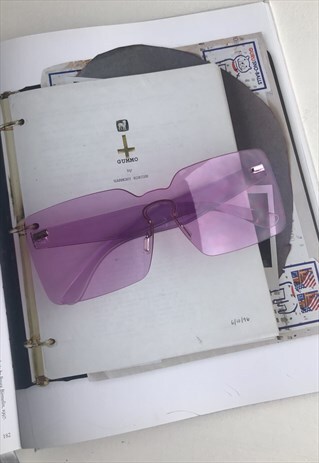 Y2K STYLE PURPLE PERSPEX OVERSIZED RECTANGLE SUNGLASSES