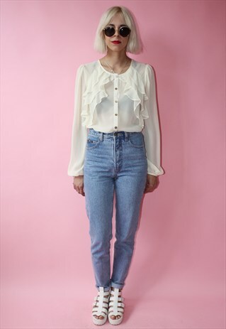 VINTAGE 80'S WHITE RUFFLE SHIRT