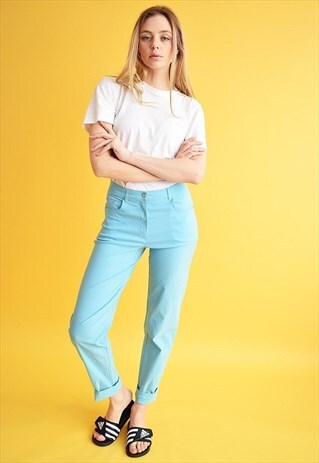 90'S RETRO ELECTRIC BLUE STRETCH TROUSERS