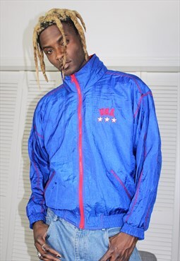 Vintage 90s Blue & Red USA  Shell Track Jacket in Medium