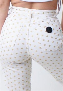 Moschino metallic gold embroidered jeans trousers - 8