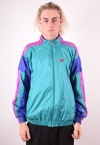 NIKE MENS VINTAGE TRACKSUIT TOP JACKET LARGE GREEN 90S