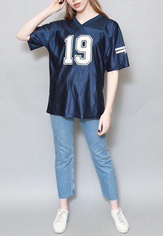 VINTAGE 1990'S NAVY BLUE '19' BASEBALL TOP