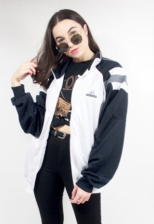 90'S WHITE & BLACK OVERSIZED TRACK JACKET