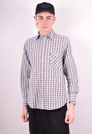 LEVI'S MENS VINTAGE SHIRT MEDIUM BLUE CHECK 90'S