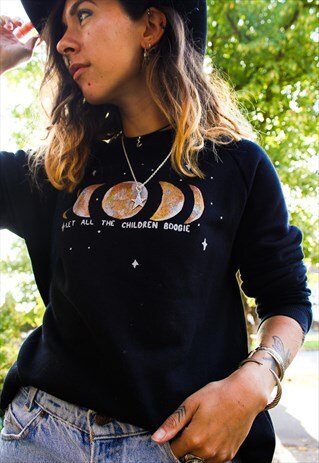 HANDPAINTED METALLIC MOON PHASE SWEATSHIRT