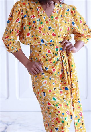 Vintage patterned wrap dress