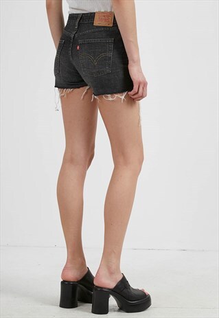 VINTAGE BLACK LEVI'S 519 FIT DENIM MINI SHORTS