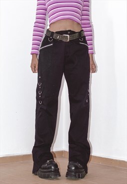 Vintage Goth Punk Y2k Black Zipper Pants