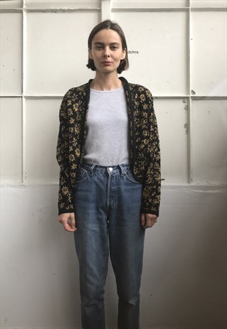 VINTAGE 90' BEAUTIFUL ELEGANT BLACK AND SHINY GOLD JUMPER