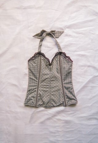 vintage y2k Office Siren Halter Corset Top