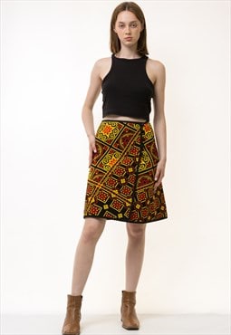 Woman Midi Wool Embroidered Knitted Reversible Skirt 5645