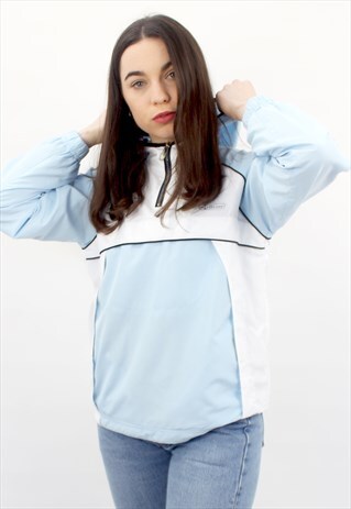 90'S RETRO BLUE & WHITE HOODED JACKET