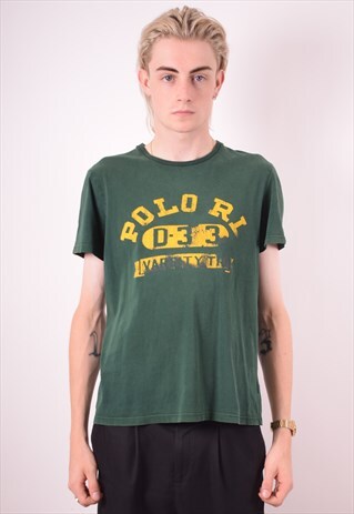POLO RALPH LAUREN MENS VINTAGE T-SHIRT TOP LARGE GREEN 90S