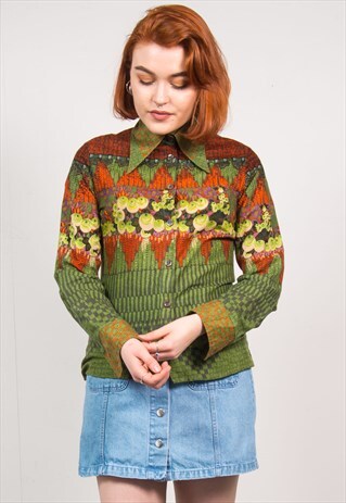 VINTAGE 70'S ABSTRACT PATTERN SHIRT