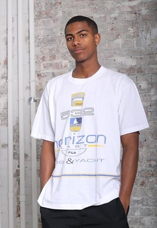 VINTAGE FILA BIG LOGO YACHTING T-SHIRT WHITE