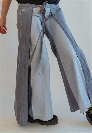 VINTAGE 90S Y2K FLARE RAVE FESTIVAL TROUSERS