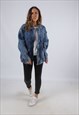 VINTAGE DENIM BOMBER JACKET OVERSIZED ACID WASH UK 16 (BKBA)