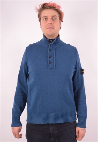 STONE ISLAND MENS VINTAGE JUMPER SWEATER XL TURQUOISE 90S